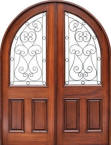 ExteriorMahoganyDoors_KW830A-KrosswoodFullArchDoubleWroughtIron