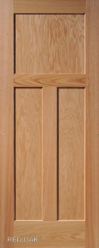 Red Oak Traditional 3-Panel Interior Door