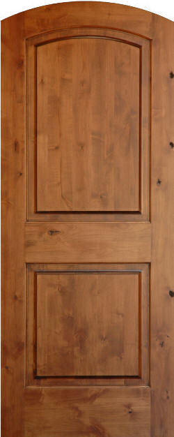 Knotty Alder True Eased Arch 2-Panel Door with Finish