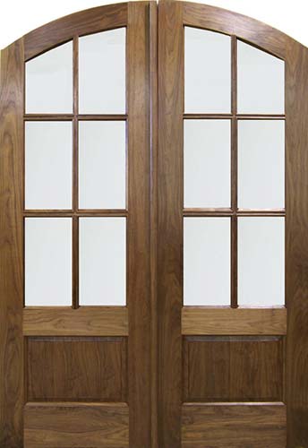 Walnut Solid Wood Arch-Top Exterior Double Door