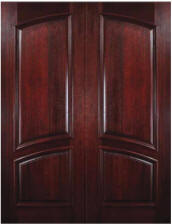 Solid Mahogany Square-Top Arch-Panel Double Entry Door
