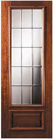 DP834FL1 Solid Mahogany Exterior Door French 3/4-Lite Design