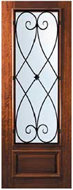 Wrought Iron Exterior Mahogany Door 3/4-Lite Charleston Design
