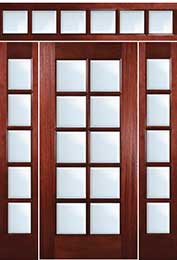 TDL 10-light Mahogany Door with sidelights and transom