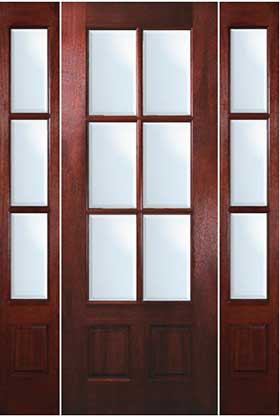 Mahogany 6-Lite Exterior Door with Sidelites