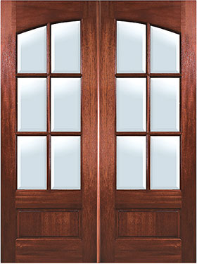 Mahogany Arch 6-Lite Double Entry Door