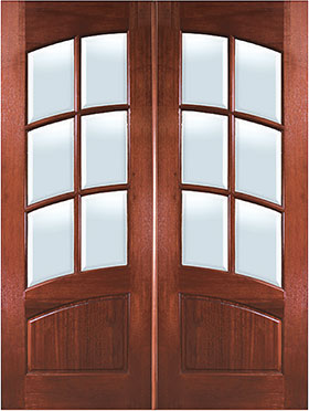 Mahogany Arch 6-Lite Arch-Rail Double Entry Door
