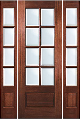 TDL 8-light Mahogany Door entryway with sidelights and transom