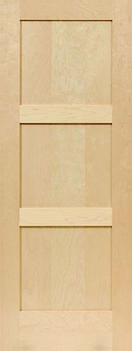 Maple Equal 3-Panel Wood Interior Door