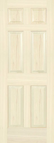 Poplar 6-Panel Interior Wood Door