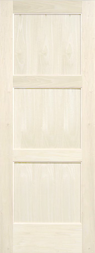 Contemporary 3-Panel Poplar Wood Interior Door