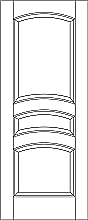 RP-3160 line drawing 3-panel door with arched rails and raised panels