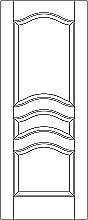 RP-3170  line drawing 3-panel door with eyebrow rails and raised panels