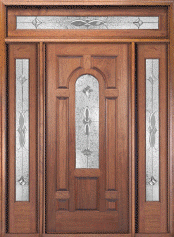 Exterior Mahogany Door WDO AM12 with (2) Sidelights and Transom