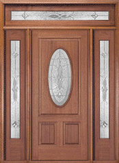 Exterior Mahogany Door WDO AM32 with (2) Sidelights and Transom