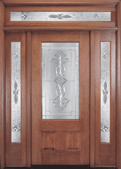 Exterior Mahogany Door WDO AM58 with (2) Sidelights and Transom