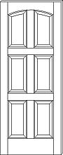RP-6150 Contemporary 6-Panel Arch-Top Door