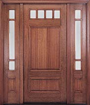 MIAHTC600 Craftsman Style Mahogany Entry Door with Optional Sidelites