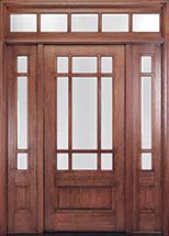 MIAHTC700 Craftsman Style Mahogany Entry Door with Optional Sidelites and Transom