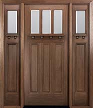 MIAWP800G Craftsman Style Mahogany Entry Door with Optional Matching Sidelites and Dentil Shelf