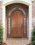 Solid Wood Mahogany Decorative Glass Round Top Entry Door