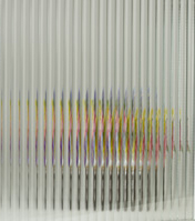 Narrow reedglass with image behind glass