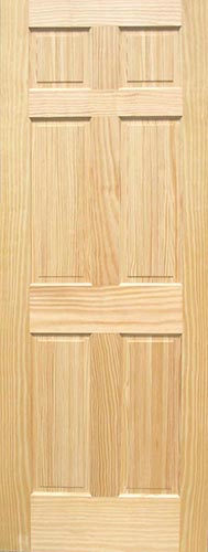 Pine 6-Panel Wood Interior Door