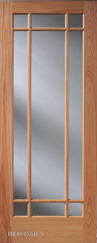 French 9-Lite Red Oak Interior Door