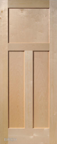 Birch Traditional 3-Panel Interior Door
