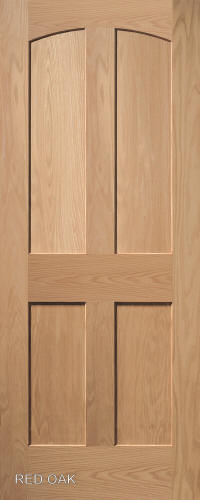 Red Oak Arched 4-Panel Interior Door