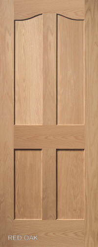 Red Oak Eyebrow 4-Panel Interior Door