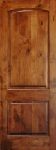 8-ft Knotty Alder Arch 2-Panel V-Grooved Interior Door