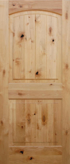 Unfinished Knotty Alder Arch 2-Panel with V-Grooves