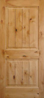 knotty cypress v-grooved raised 2 panel interior door