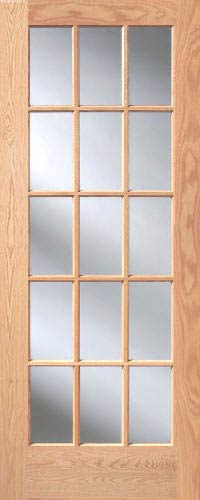 Red Oak 15-Lite French Interior Door