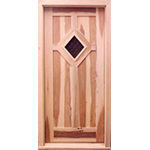 Hickory Wood Custom Front Door with Diamond Window