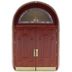 Homestead Series Double Entry Doors with Half-Round Transom
