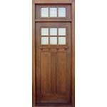 Quartersawn White Oak Wood Craftsman Style Front Door with Dental Shelf and Transom