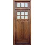 Quartersawn White Oak Wood Craftsman Style Front Door with Dental Shelf and Transom