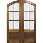 T-Series Walnut Wood True Eased-Arch Double Exterior Doors