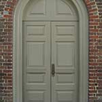Williamsburg Front Double Doors with Half-Round Transom