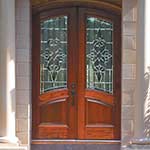 Mahogany Wood 'Courtlandt' Arch-Top Front Double Doors