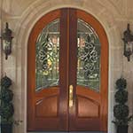 Mahogany Wood 'Courtlandt' Round-Top Exterior Doors
