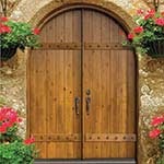 Knotty Alder Wood Round-Top Exterior Double Doors