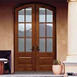 Mahogany Wood TDL 6-Lite Arch-Top Exterior Double Doors