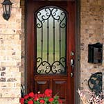 Mahogany Wood Wrought Iron 'Valencia' Arch-Lite Front Door