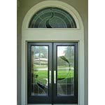 SIG-Series Full-View Decorative Glass Entry Doors with Half-Round Transom