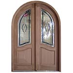 SIG-Series Decorative Glass Round-Top Double Front Doors