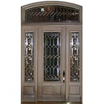 SIG-Series Beveled Glass Exterior Door with Sidelites and Segment-Head Transom