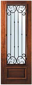 Mahogany Entry Door 3/4-Lite with Valencia Wrought Iron Grill